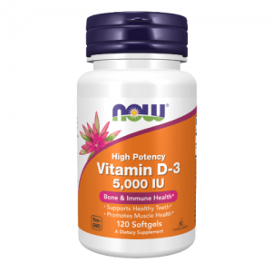 NOW Vitamin D3 5000ME, 120sgels