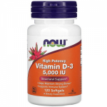 NOW Vitamin D3 5000ME, 120sgels